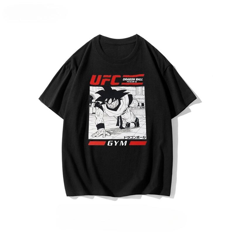 2026 GYM Anime Dragon Ball Gokuthemed Clothing with 2D Printing Trend American Retro Shortsleeved Tshirt for Summer