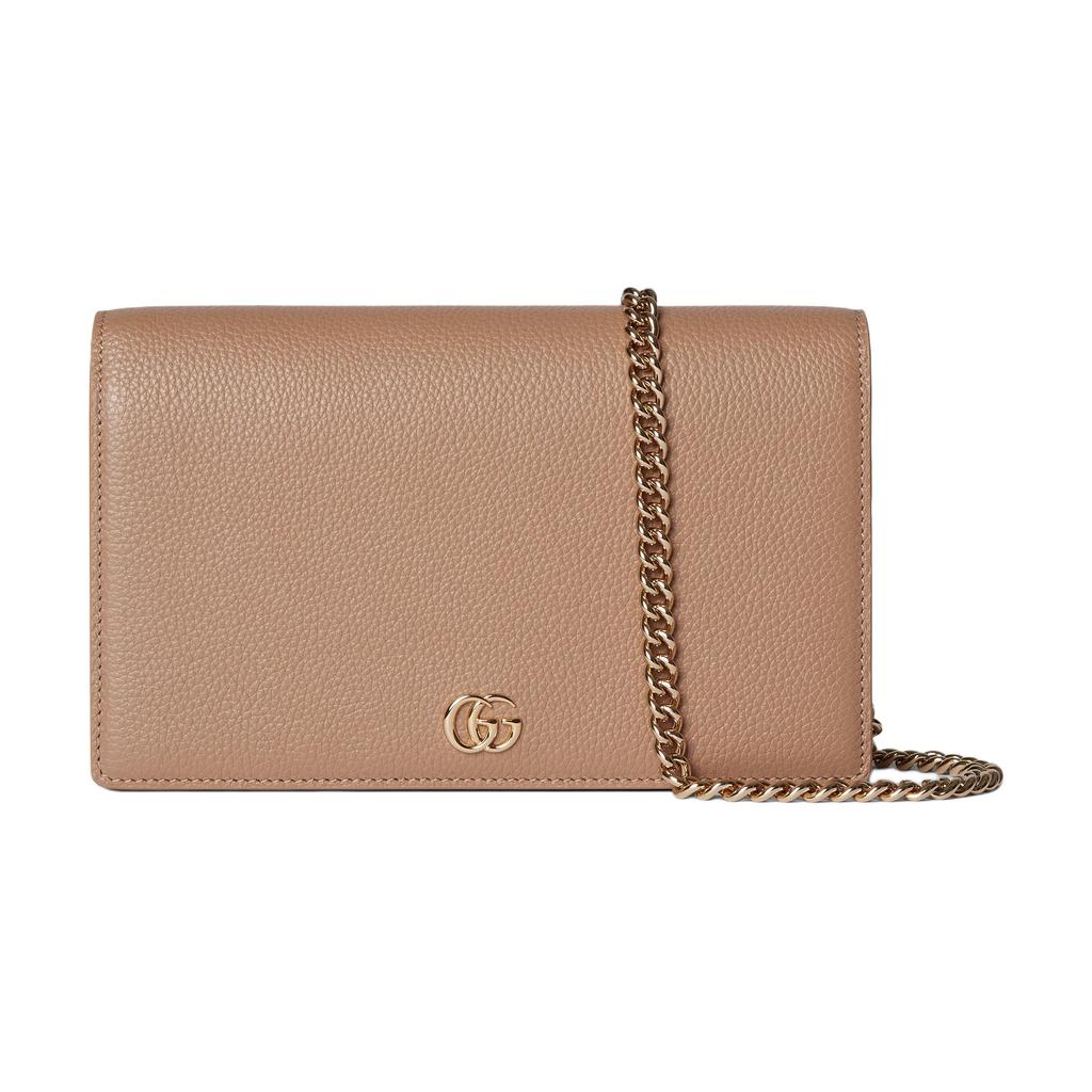 Gucci GG Marmont Gold Tone Accessory Metal Chain Strap Leather Shoulder Crossbody Wallet Women Wallet Beige Bright-Green 497985-AAE5F-2843