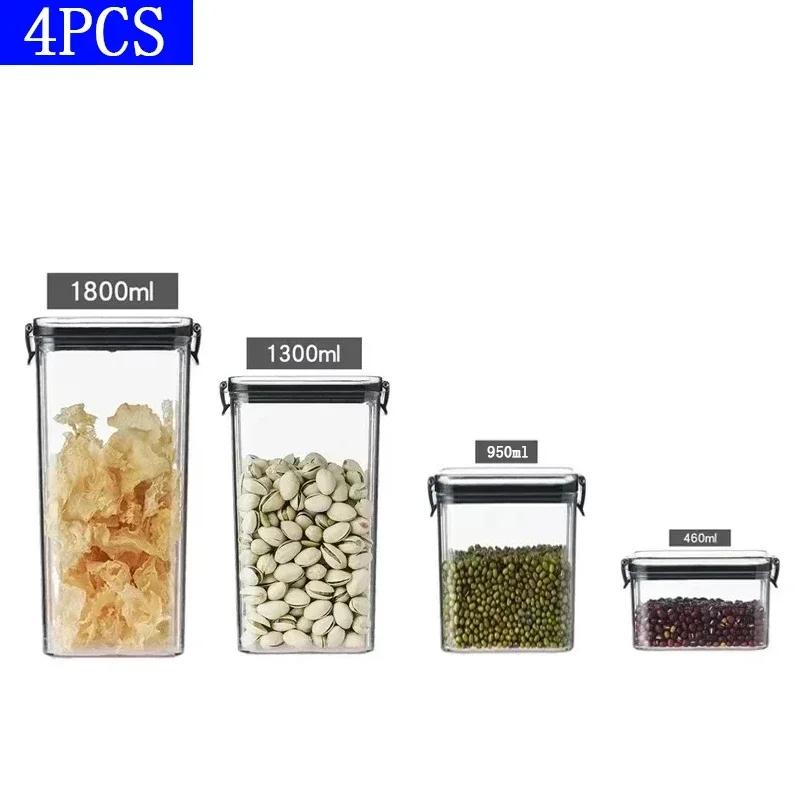 1-5Pcs Sets Sealed Jar Food Storage Box Transparent Plastic Kitchen Organizer Multigrain Tank Stackable Dried Sealed Storage Jar