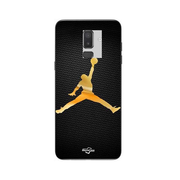 Coque pour Samsung Galaxy j8 2018 Jordan logo 23 nike basketball couleur dorée