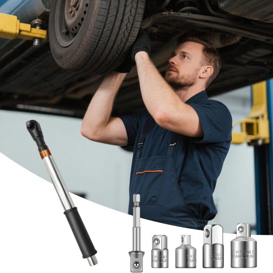 Offset Extension Wrench with Versatile Square Drive Adapters High Torque Output Multipurpose Impact Ratchet Wrench Extender Set