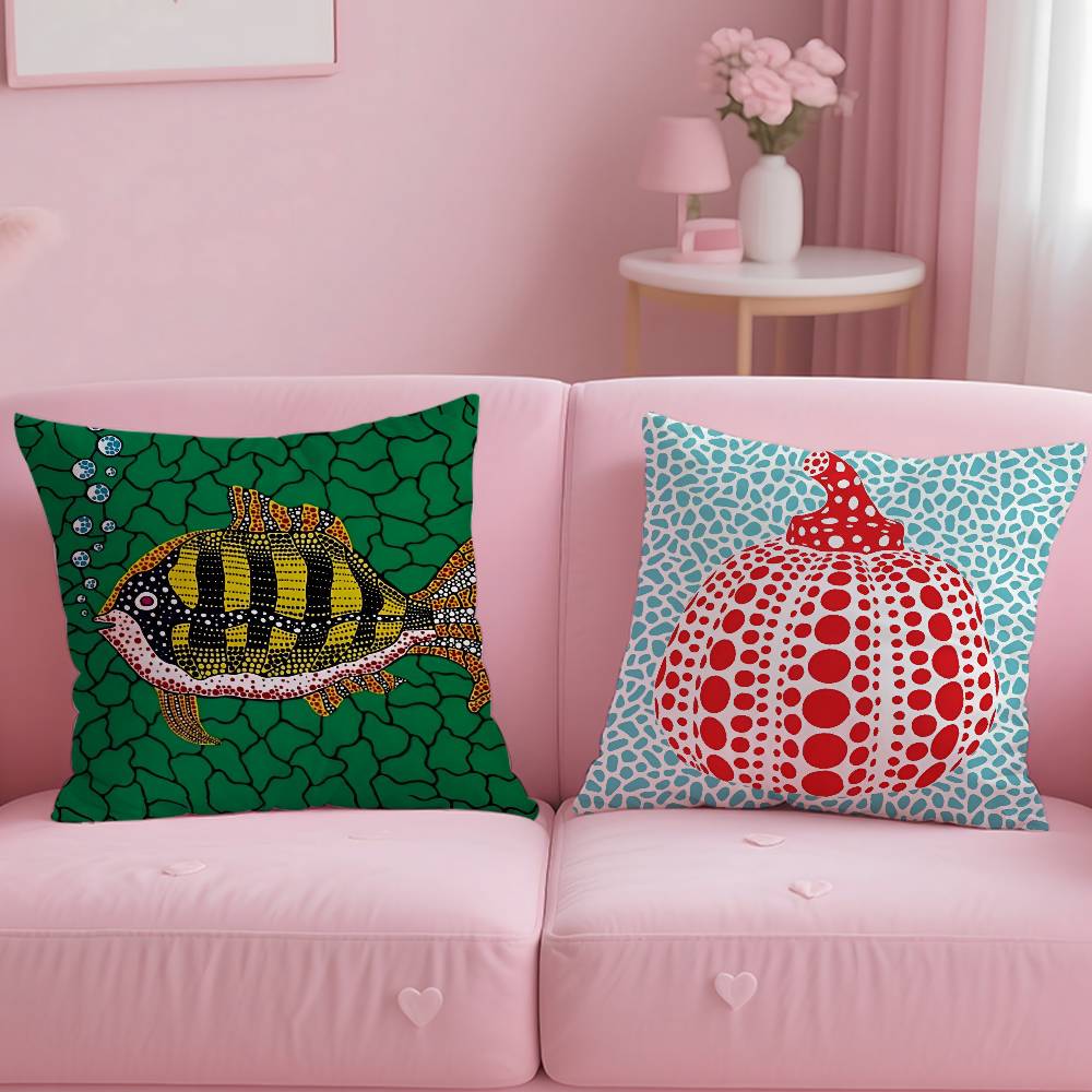 Модная Наволочка K-Kusama Yayoi Art, Наволочка Противопылевой Клещ, Невидимая Молния, Шелковистый Короткий Плюш, Чехол на Подушку для Дивана
