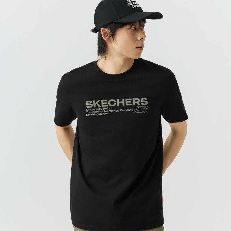 Skechers Вязаная футболка с круглым вырезом, короткий рукав, унисекс, L226U065-0018