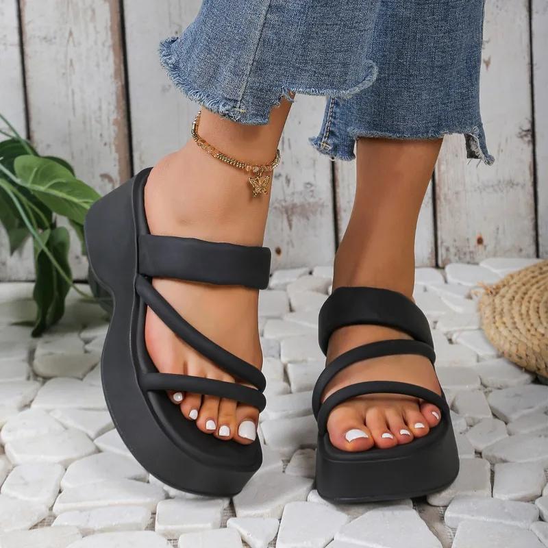 Fashion 2025 High Quality Shoes Female Open Toe Women's Slippers Platform Outdoor Slippers Women Solid Wedges Casual Women's Sandals