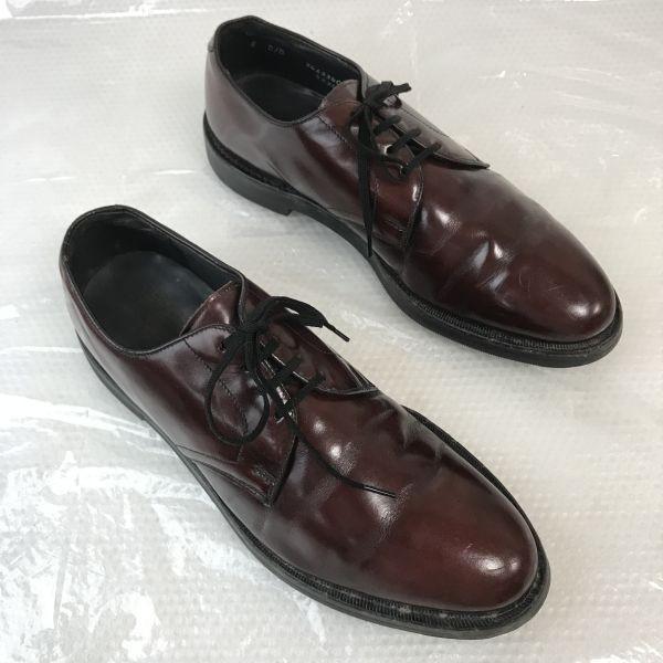 E.T.Wright 80-е Винтаж Кожа Подкладка из Фетра Однотонный Носок 8D/B 25.5-26.0 Бордовый(ИСПОЛЬЗОВАЛ)