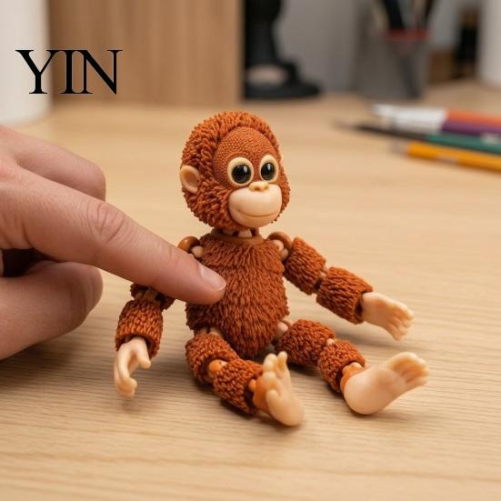 Забавный офисный гаджет, мини-фигурка гориллы, напечатанная на 3D-принтере, с подвижными суставами, Маленькое настольное украшение, Игрушка для снятия стресса, Креативная милая модель животного, Подарок