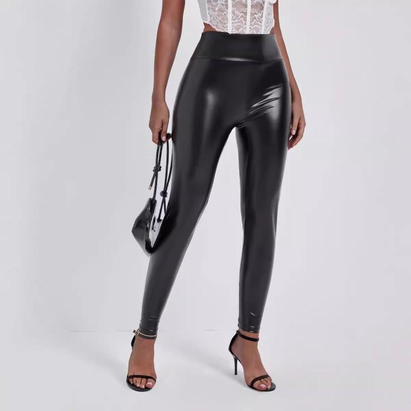 Womens High Waist PU Leather Pants Slim Fit Pencil Leggings Night Out Fashion Trousers