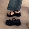 Slippers Women's Summer New One-word Square Head Thick Heel High Heels Fashion Wear Open-toed Sandals