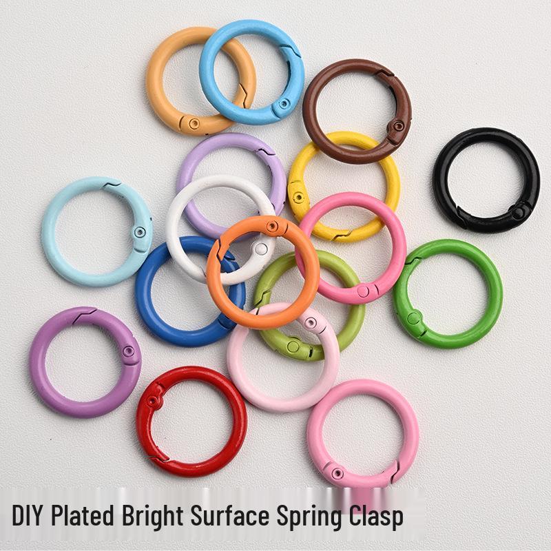 Handmade Color-Baked Zinc Alloy Keychain with Spring Coil Buckle