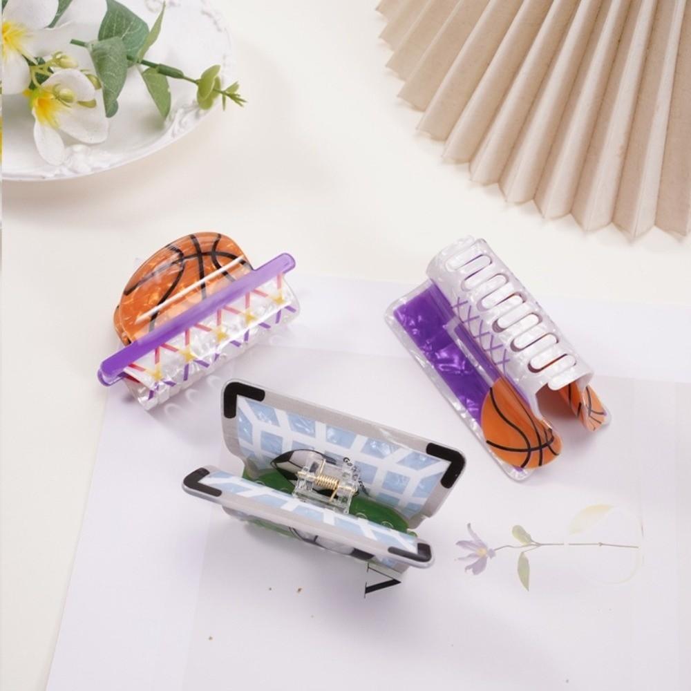 Creative Design Basketball Print Hair Claw Trendy Style Football Hair Clip For Women