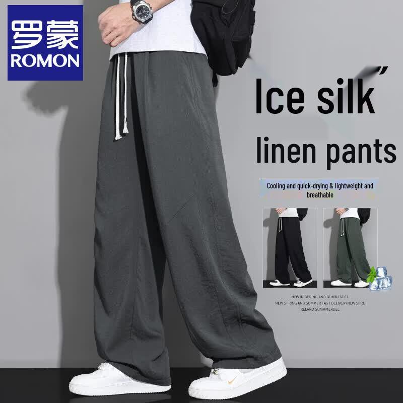 Romons Men's Ice Silk Quick-Dry Straight Casual Pants