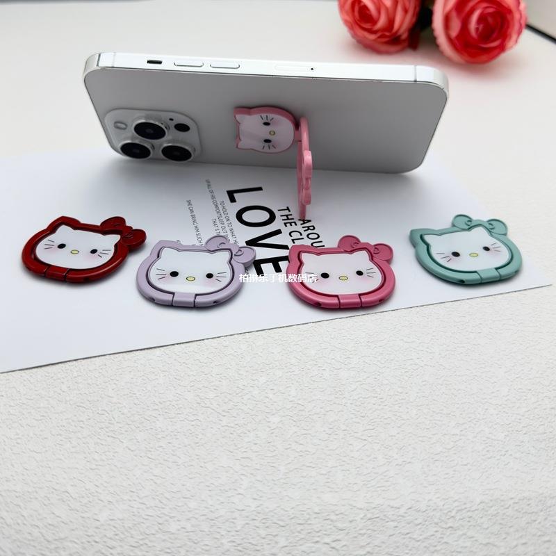 Cartoon Cat Phone Ring Stand with Magnetic Suction and Desktop Back Sticker