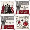 45*45cm Festive Red White Pillow Cover - Christmas Holiday Decor with Velvet Flannel, Reversible Cushion Case for Sofa Decor