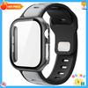 Защитная крышка экрана + Спортивный силиконовый ремешок Для Apple Watch Серии 11 10 9 8 7 6 5 4 SE 3 Мягкий Для Iwatch 46мм 42мм 45 44 41 40 38мм