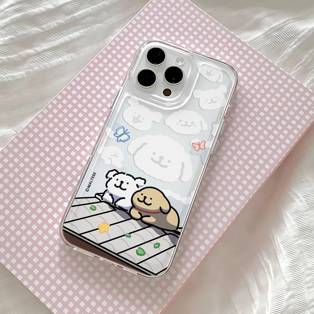 Summer Line Puppy Maltese Phone Case For Samsung Galaxy S25 S24 S23 S22 S21 S20 FE Note20 Note10 Edge Plus Ultra Lite 5G Cover