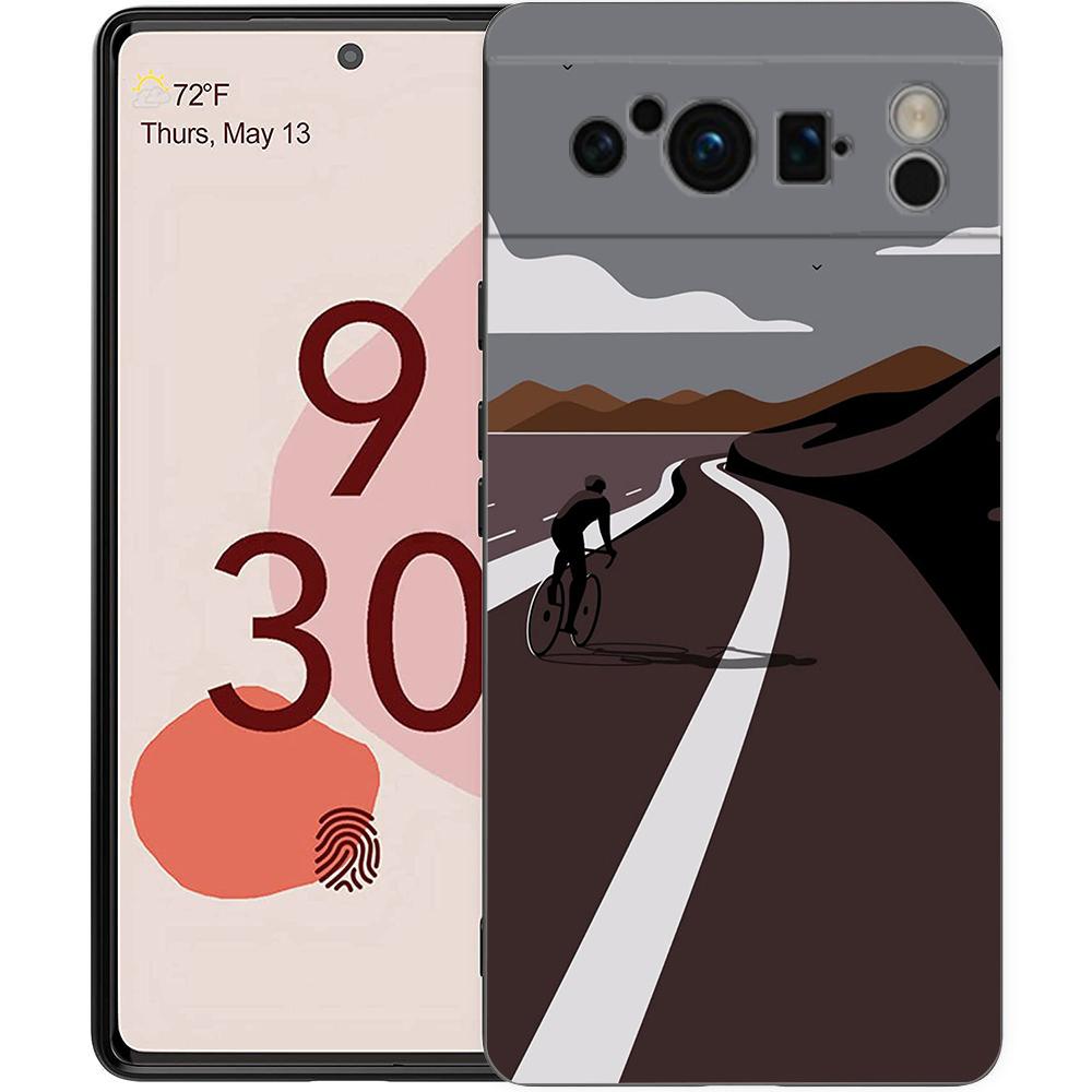 Чехол для телефона с рисунком Велосипедный спорт в горах Для Google Pixel 9 8 7 6 Pro XL 8A 6A 7A 5G Мягкий ударопрочный ТПУ Черный чехол