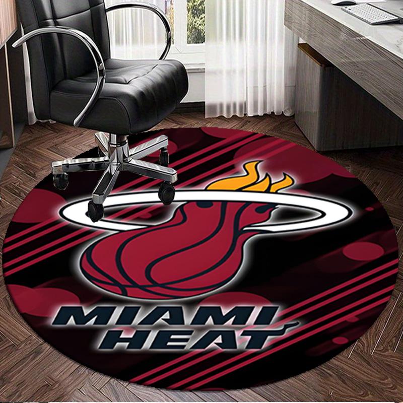 Miami-Heat Basketball Art Round Rug for Livingroom,Bedroom, Palyroom, Chair Rug, Area rug, Circle Carpet, Large Size Fan Christmas gift