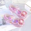 Girls Princess Shoes Children's High Heels Summer Leather Shoes Summer Crystal Shoes with Dress Rhinestones Little Girl Performance Shoes