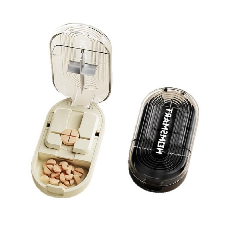 Портативный мини-резак и разделитель таблеток 1/2 1/4 с отделением для хранения для витаминов, лекарств, органайзер, таблетница