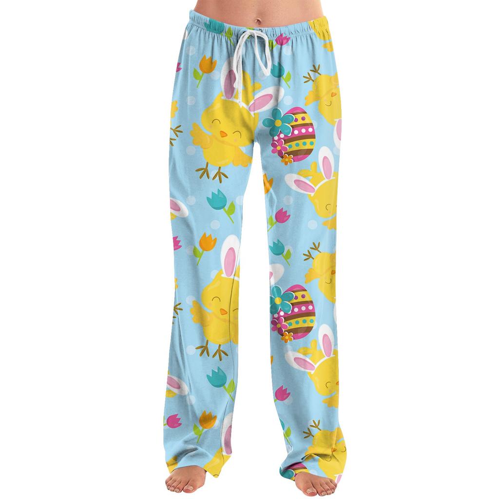Женские модные свободные повседневные брюки с пасхальным принтом