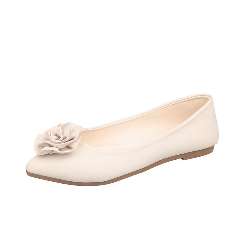 Fashion Women's Large Size Flat Shoes Autumn New Pointed Head Shallow Mouth Flower Light Soft Sole Non-slip Single Shoes
