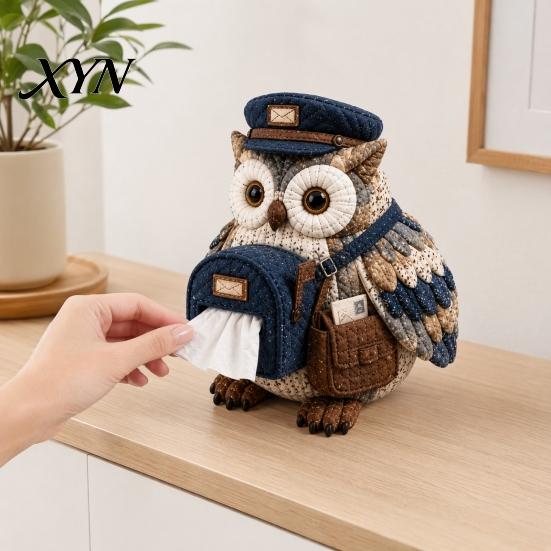 Уютный домашний декор DIY Набор для чехла на коробку салфеток, Форма совы, Мягкие текстуры Пэчворк Ручная работа Стеганая Вышивка для любителей рукоделия Новичков Декоративный