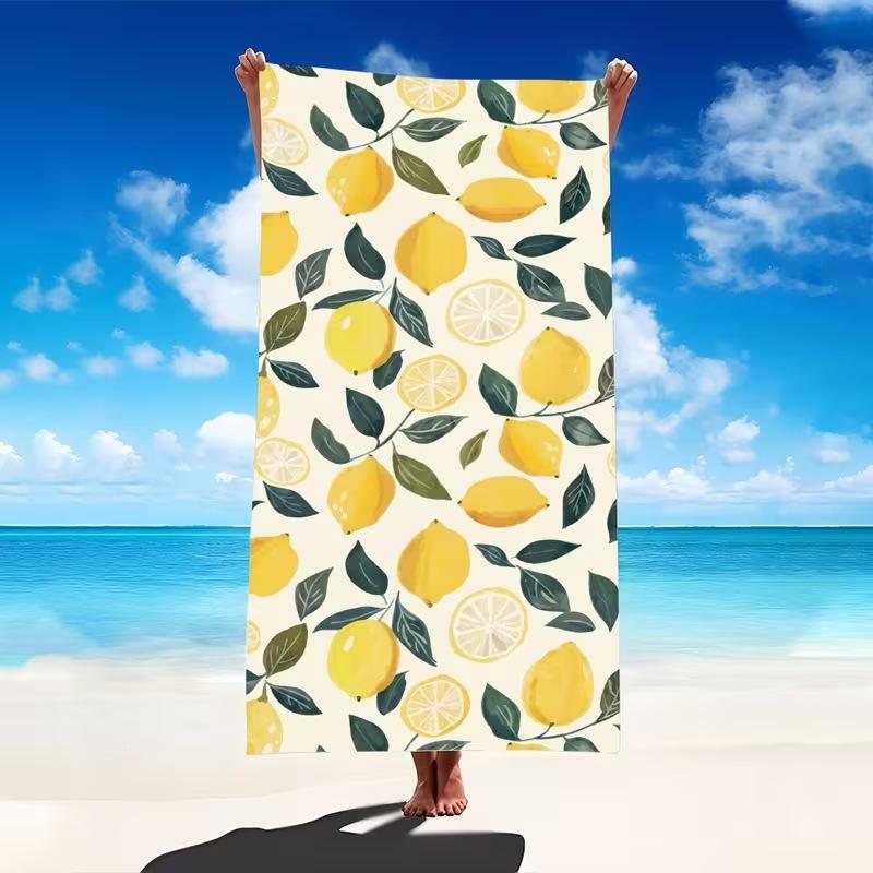 Summer Beach Towel Lemon Print Quick-Drying Bath Towel Outdoor Summer Swimming Bath Towel Sports Towel
