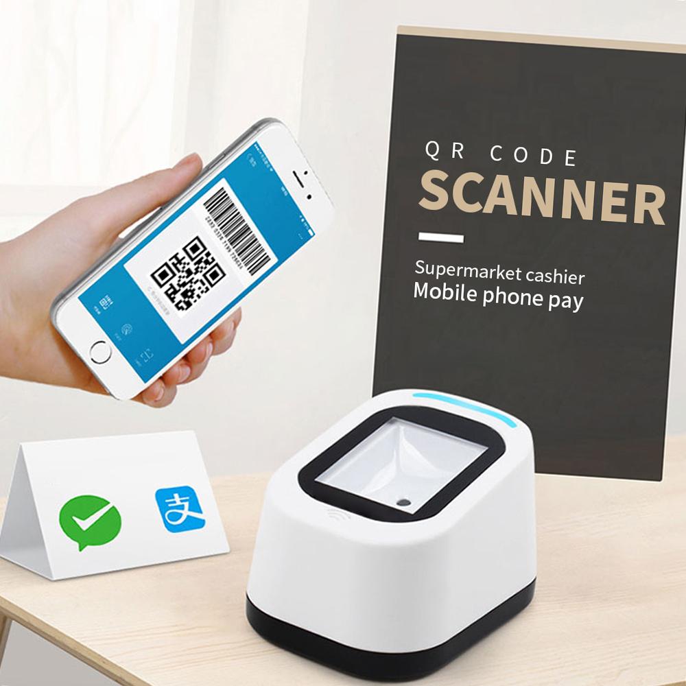 Проводной сканер штрих-кодов USB Универсальный сканирование Сканирование QR 1D 2D Считыватель для супермаркетов магазинов Белый