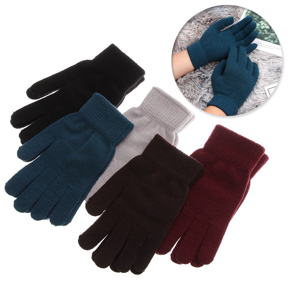 Magic Accessories Winter Warm Basic Thicken Mittens Full Fingered Gloves Plush Lining Wool Knitted