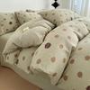 Floral Washed Cotton Jacquard Bedding Set – Four-Piece Duvet Cover with Rounded Corner Bed Sheet