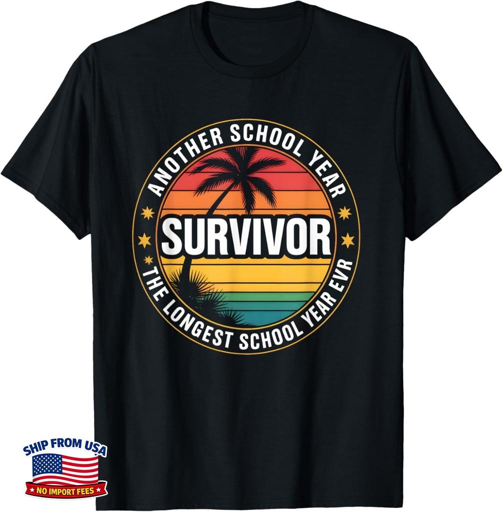 Funny Retro Last Day of School Survivor Graduation Humor Tee Gift Unisex T-Shirt