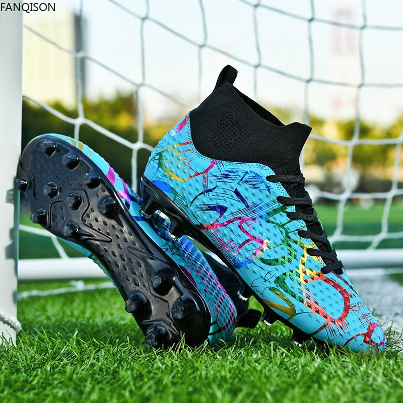 31-46 Children Graffiti Football Boots High-quality Artificial Lawn Socks Outdoor Men's Long Nail Sports Football Boots