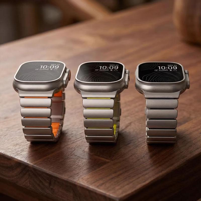 Металлический титановый ремешок для Apple Watch Ultra 3 11 10 9 8 7 SE 6 Жидкий силиконовый магнитный ремешок для iWatch 42мм 44мм 45мм 46мм 49мм
