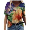 Women 3D Printed T Shirt Casual Summer Outfit Floral V Neck Tops Sportwear Short Sleeve T Shirts