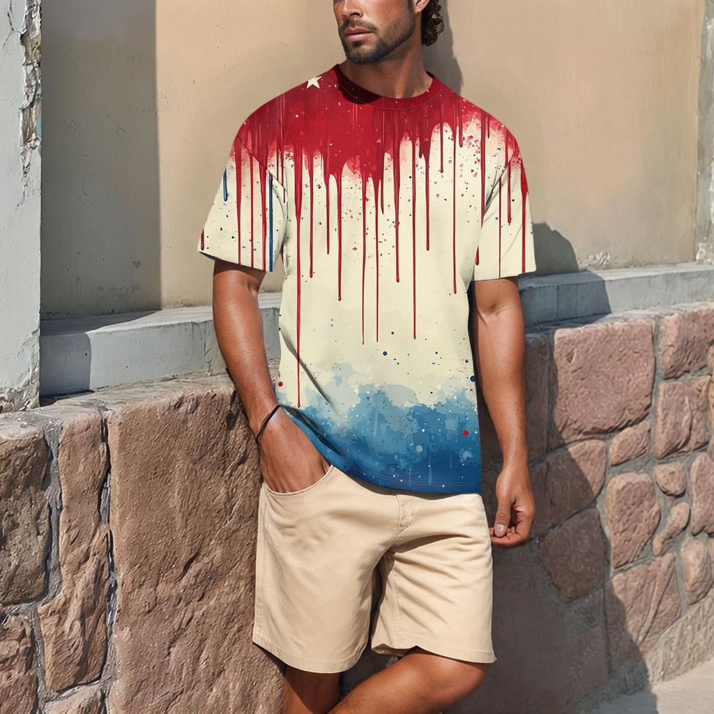 Летняя мужская популярная футболка с круглым вырезом и коротким рукавом с принтом