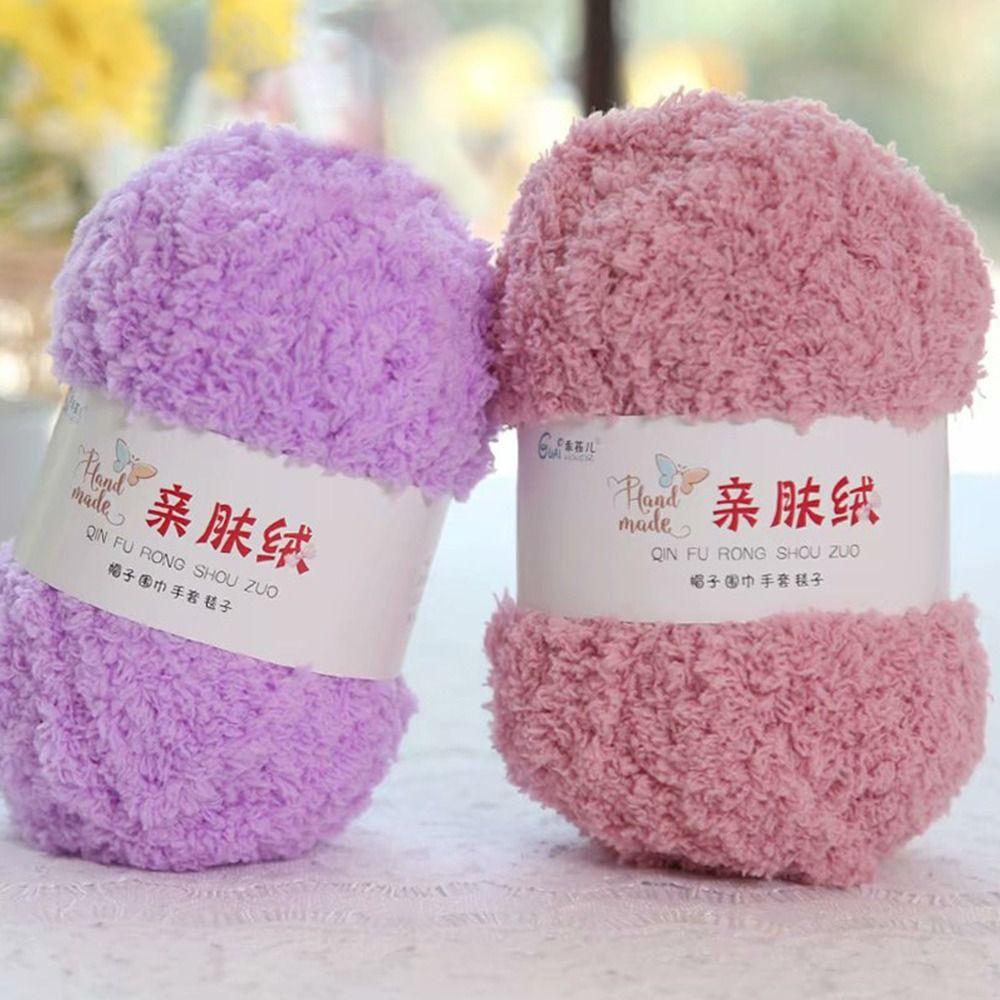 DIY 50g/Ball Crochet Hand Knitting Dolls Towel Threads Scarf Sweater Coral Velvet Fluffy Wool Yarn