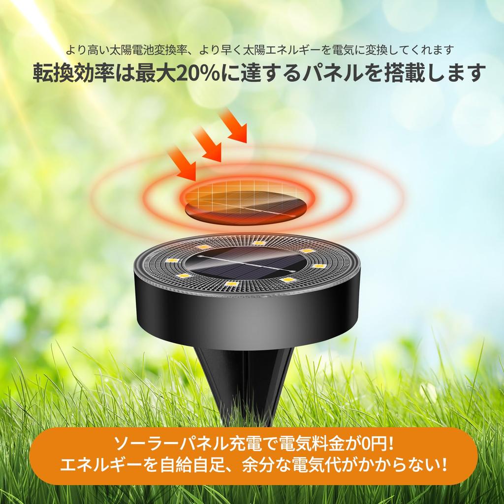 Уличный солнечный светильник, встраиваемый, водонепроницаемый IP68, садовый светильник, автоматическое освещение, датчик света, на солнечной энергии, без затрат на электроэнергию, 8 высоких