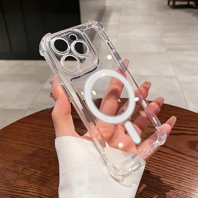 Роскошный прозрачный силиконовый взрывозащищенный чехол для iPhone 15 14 13 12 11 Pro Max Plus Magsafe, новый чехол с магнитной беспроводной зарядкой