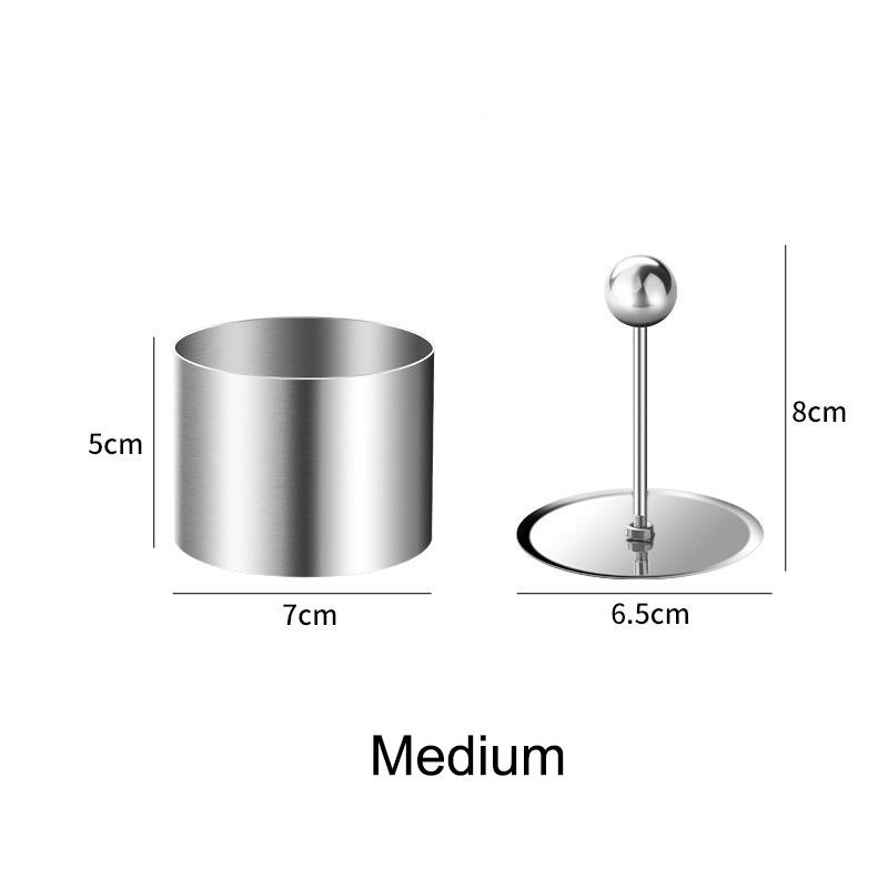 Круглая форма для рисовых шариков из нержавеющей стали с толкателем, кольцом для мусса, инструментами, которые легко вынимаются из формы, пресс-форма для суши, кухонный пресс