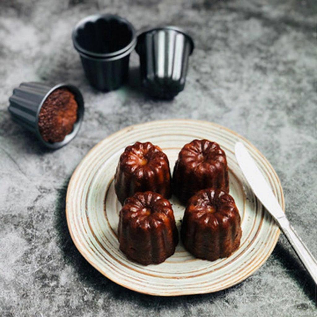 Canele Mold, Cannele Muffin Cup, 32Pcs Non-Stick Cannele Mould Gray-Black Canneles
