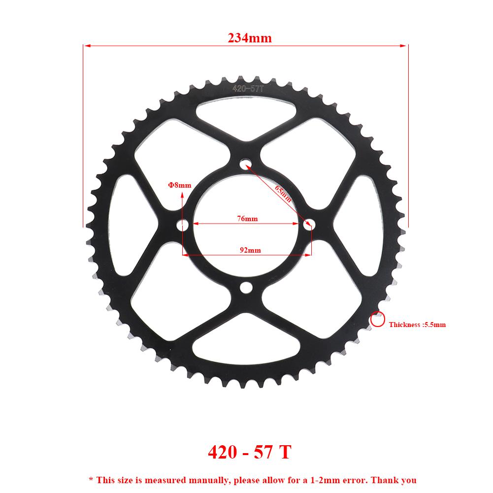 420 57T Black Rear Sprocket 76mm Chain Disc For Motorcycle Honda ATV Quad Mini Dirt Pit Bike Buggy Go Kart Accessories