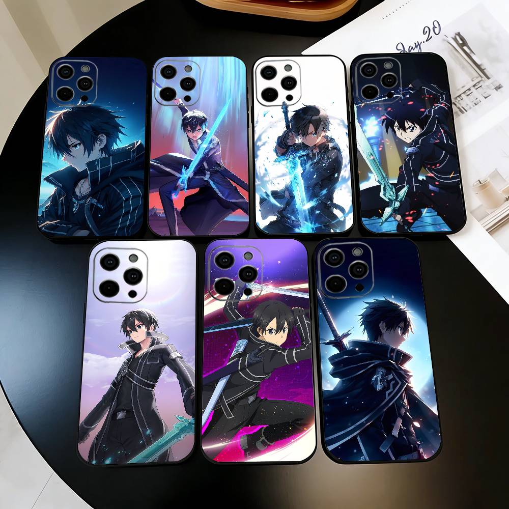 Sword Art Online K-Kazuto K-Kirigaya-ES Phone Case For iPhone 17,16,15,14,13,12,11 Plus,Pro Max,XS,Soft Silicone Black Cover