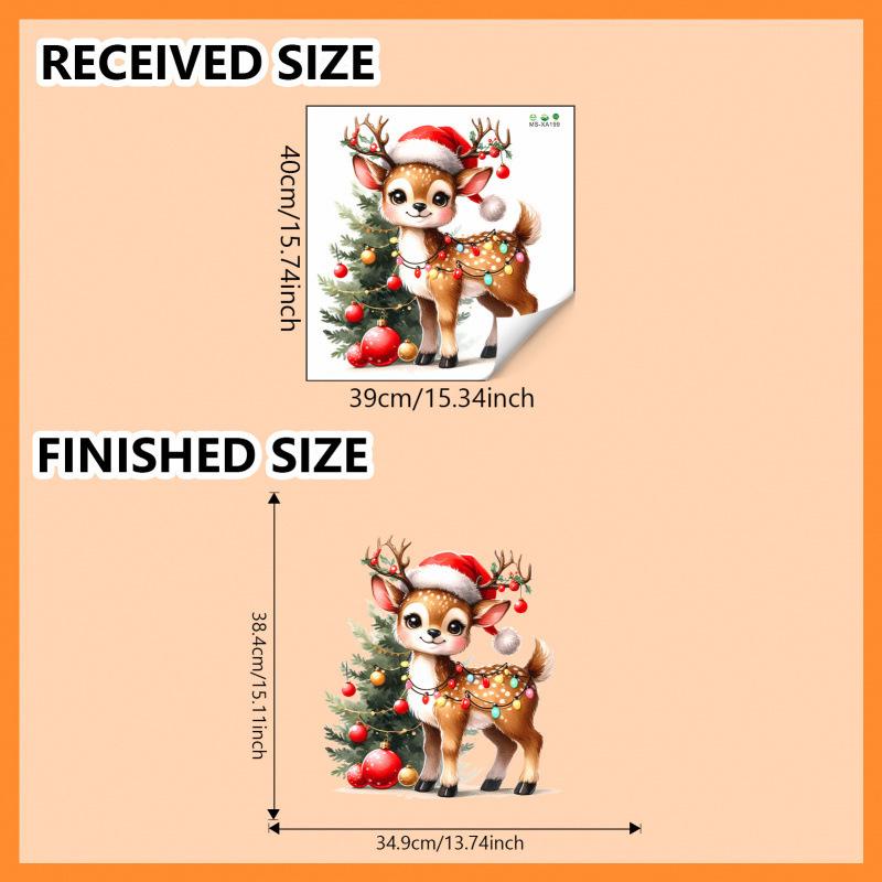Cute Reindeer & Christmas Tree Wall Sticker for Home Decor - Festive Living Room & Entryway Decoration