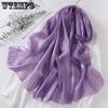 Scarf for Women Organza Glossy Silk Scarf Long Strip for Women Black Headscarf