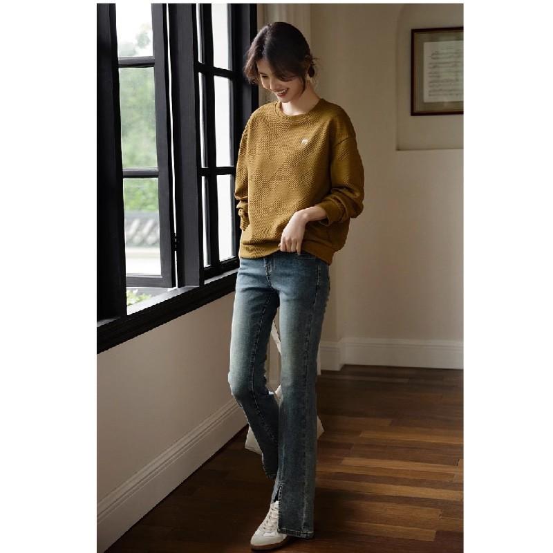 Повседневный Универсальный Свитшот с Вышивкой Love Текстура для Женщин Осень Модный Свитшот Этого Года