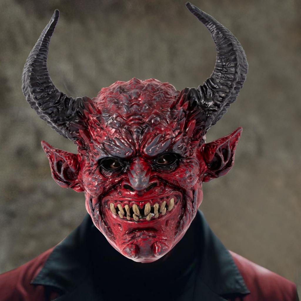Devil Mask Halloween Head Cover One-piece Devil Satan Devil Horn Head Cover