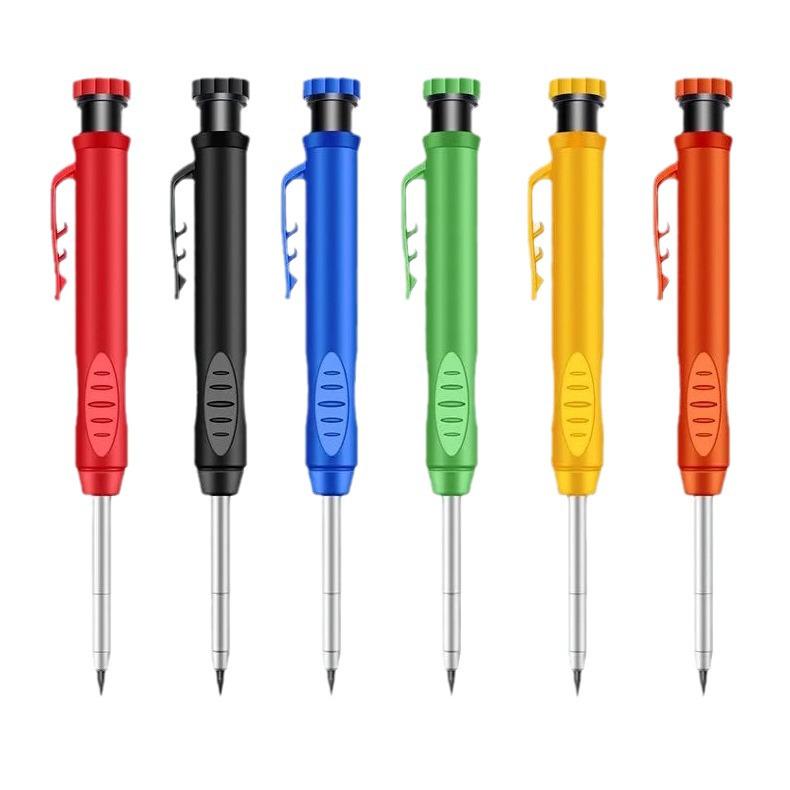 Плотницкий карандаш с глубокими отверстиями: Быстросохнущий графитовый стержень, Механический дизайн