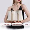 Luxury Women's Leather and Canvas Contrast Garden Tote Bag