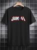 Casual Crew Neck T-shirt with Fun 3D "SUM41" Graphic Print - Black