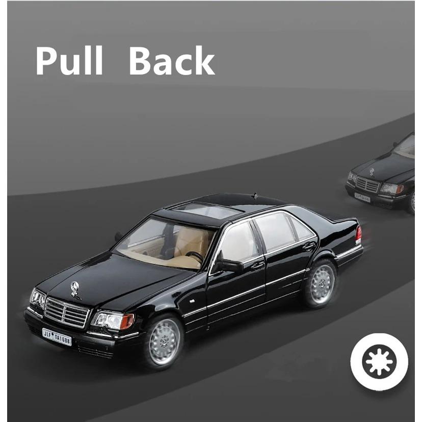1/24 Benz W140 320SEL Alloy Vintage Car Diecast Metal Classic Car Toy Model Sound Light Pull Back Collectibles Children Birthday Gift